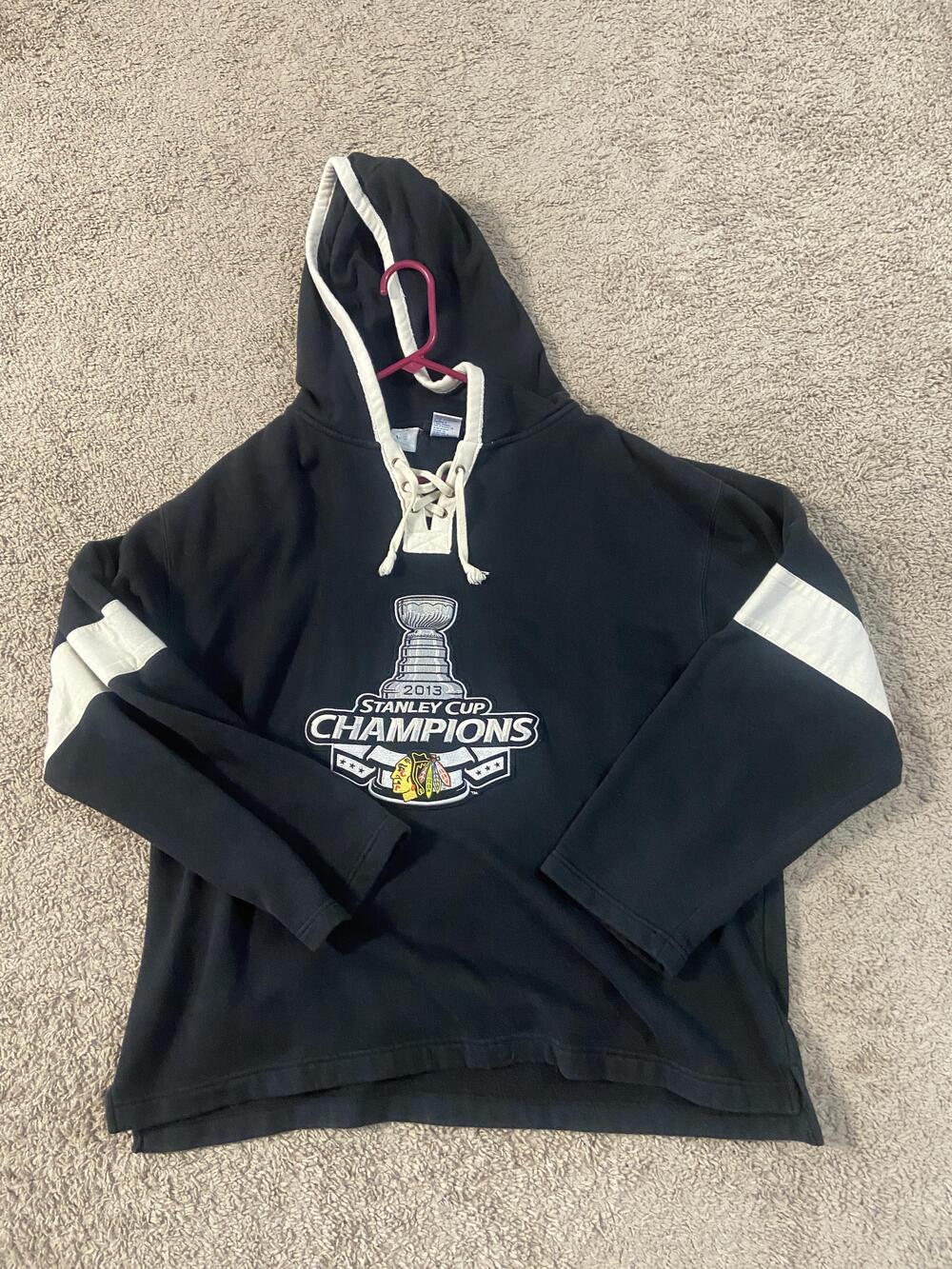 Chicago Blackhawks Hoodie Mens Large Black NHL 2013 Champs Old Time Hockey